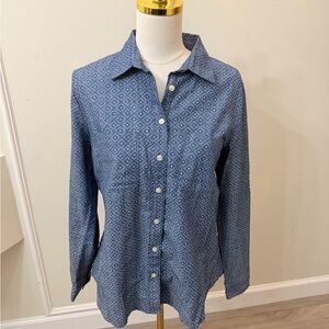 LOFT Blue Geometric Button-Down Shirt